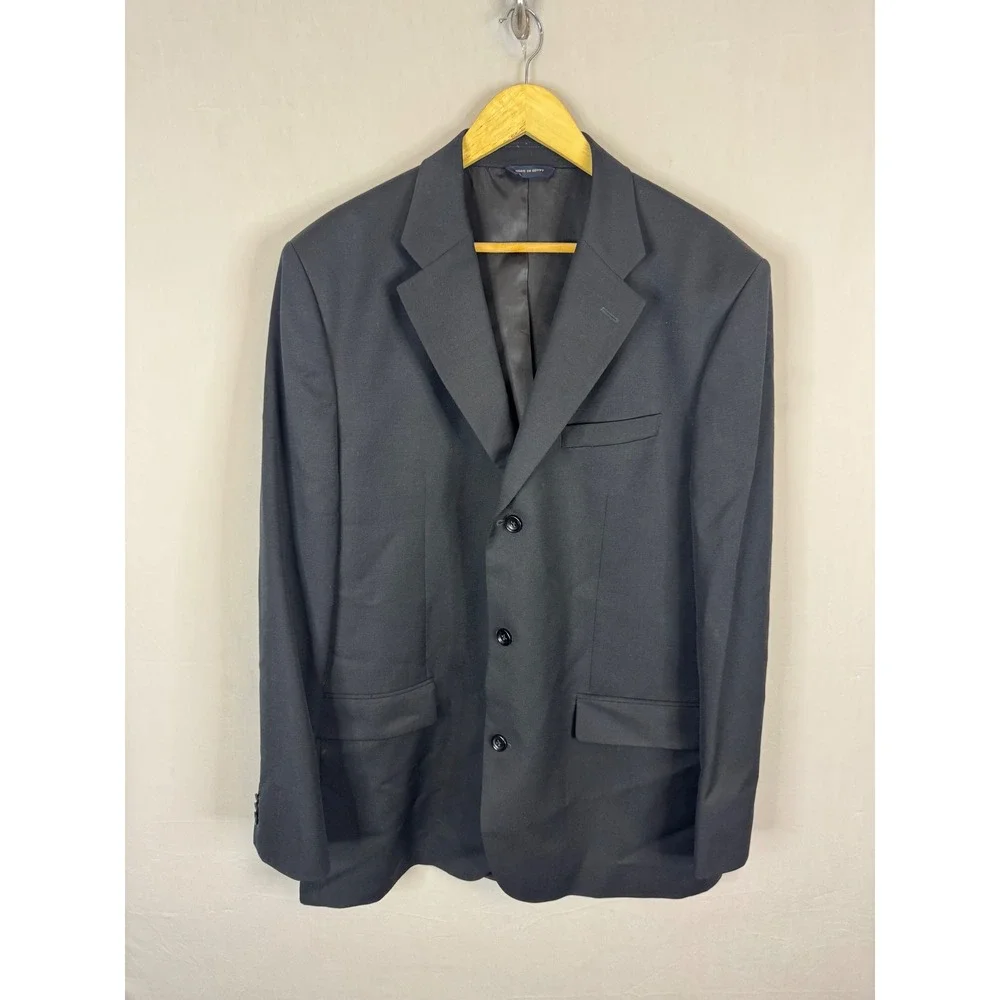Banana Republic Mens 46L Black 100% Wool 3-Button Blazer Sport Coat Jacket
